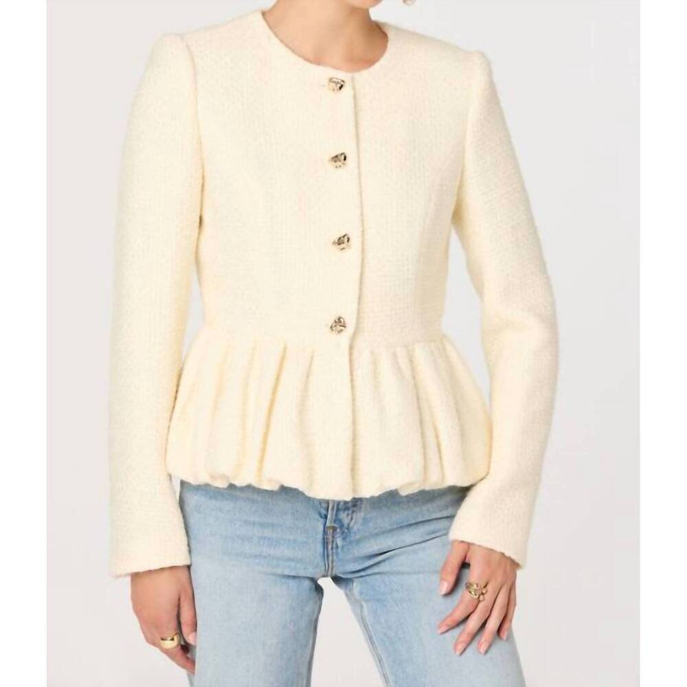 NEW ASTR nicolle textured peplum jacket in cream